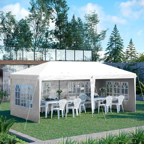 Outsunny Faltpavillon mit Seitenwänden in Weiss, B/T/H: 585 x 295 x 270 cm - Bild 3