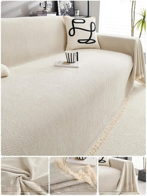 Wasserdichter und kratzfester Sofabezug aus Mikrofaser in Beige, universeller Vollbezug für dein Sofa, Breite: 180 cm, Tiefe: 130 cm - Bild 1