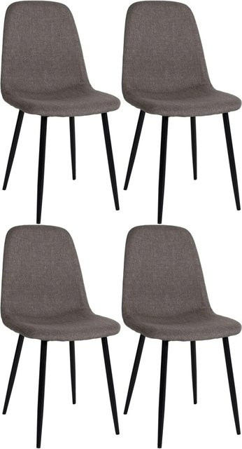 DELUKE Esszimmerstühle MOVI 4er Set in Taupe aus Stoff und Metall, moderne Küchenstühle und Wohnzimmerstühle, H: 88 cm, B: 44 cm, T: 51 cm - Bild 1