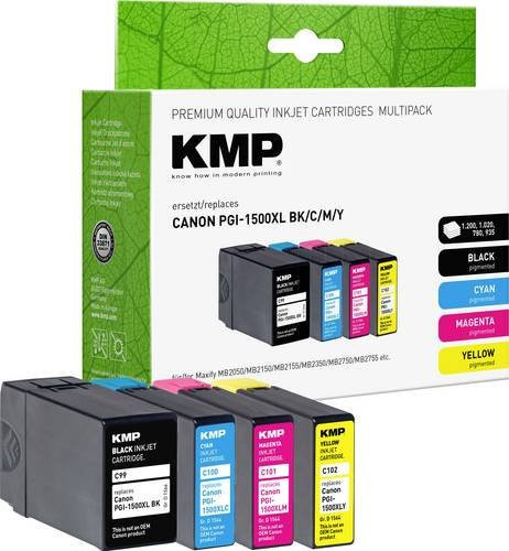 KMP Tintenpatronen Set kompatibel mit Canon PGI-1500BK XL, PGI-1500C XL, PGI-1500M XL und PGI-1500Y XL, Mehrfarbig - Bild 1