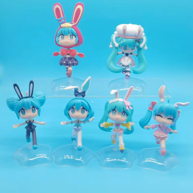 Bandai Hatsune Miku Actionfiguren, 6-teiliges Set, Hasenohren-Design - Bild 2