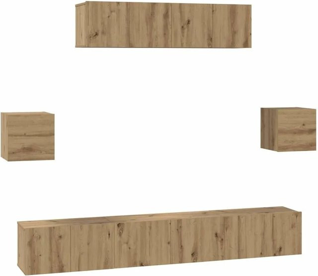 vidaXL TV-Schrankset Wandmontiert 7-teilig Artisan-Eiche, Braun, Holzwerkstoff - Bild 1