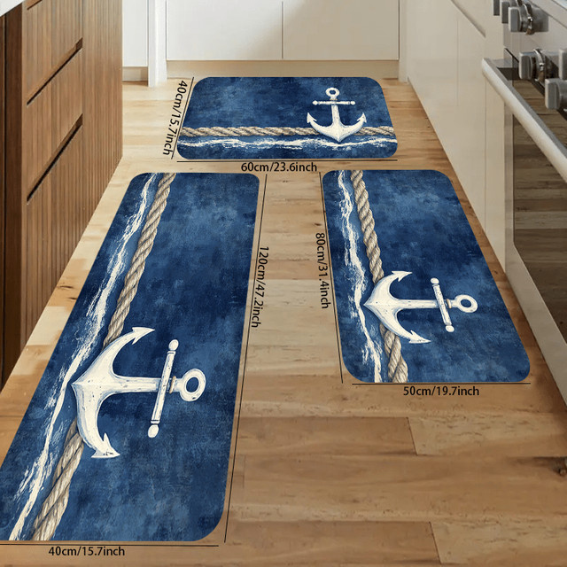 VIKAMA Teppich Cooler Blau mit maritimem Design für Wohnzimmer, Schlafzimmer, Küche oder Badezimmer - Bild 1