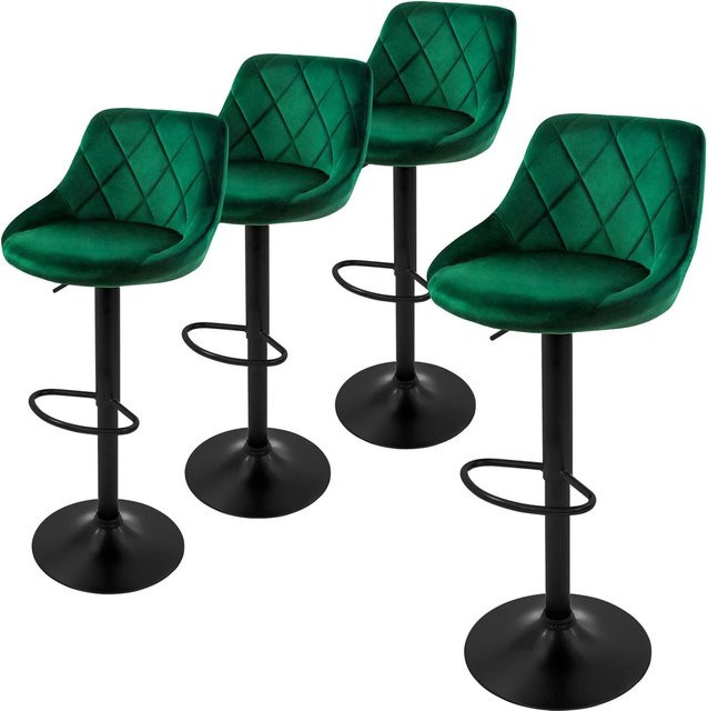 ML-Design Barhocker 4er Set aus grünem Samt mit Rückenlehne und verstellbarer Höhe 62-82 cm - Bild 2