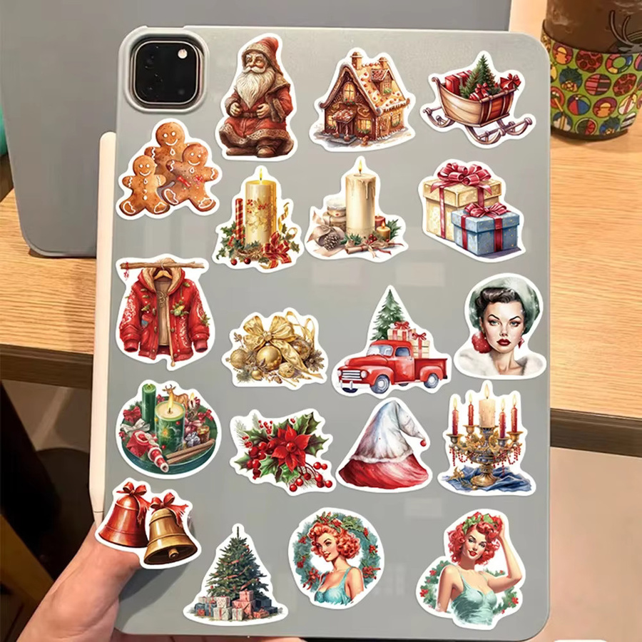 50 Stück Weihnachtliche Santa Claus Aufkleber von GOGOTU in Multicolour für DIY Dekoration, Laptop und Kindergeschenke - Bild 3