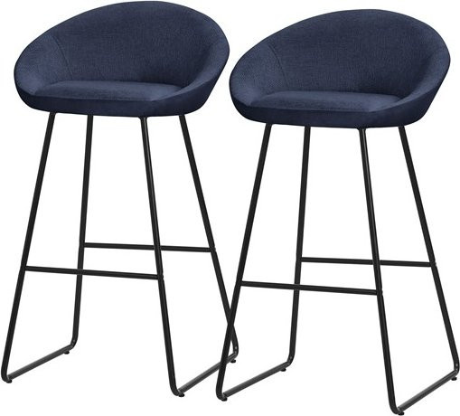 2er Set Barhocker ML-Design Dunkelblau mit Rückenlehne und Fußstütze B/T/H: 56 x 50 x 94 cm - Bild 1
