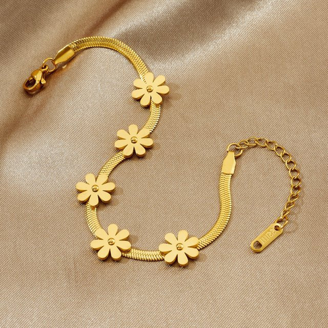 xiyanike Blumenarmband, Edelstahl, Gold, Damen - Bild 1