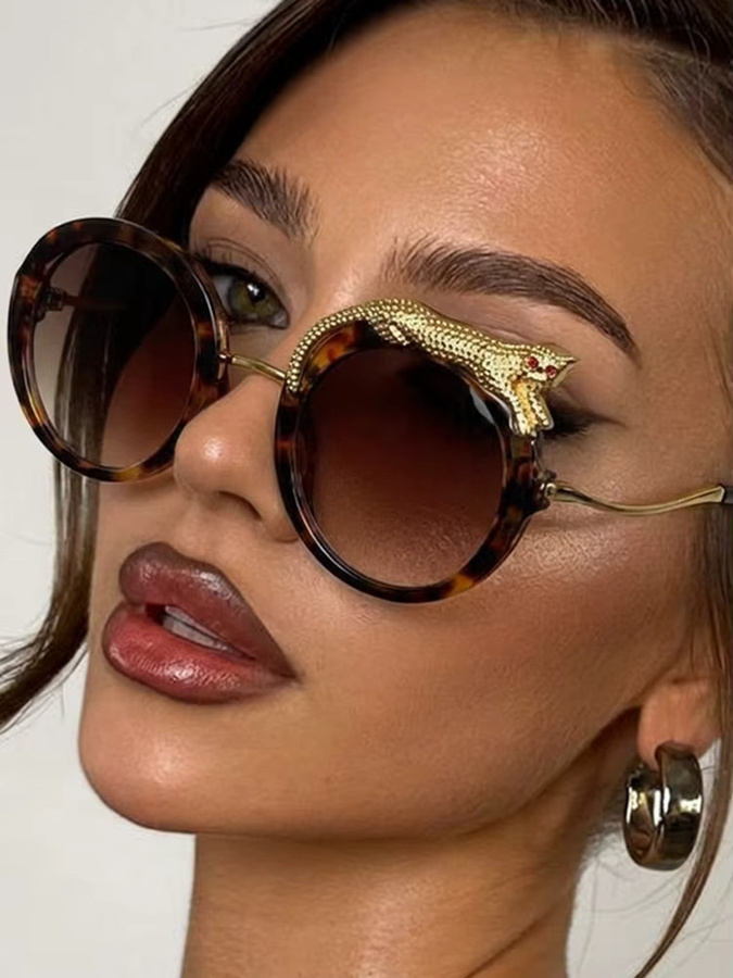 GENTLE LIU Sonnenbrille, rund, Vollrand, braun, Damen - Bild 2