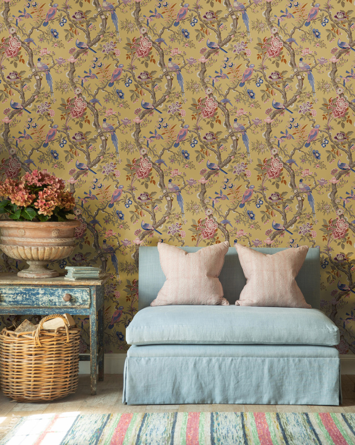 GP & J Baker Tapete Eltham in Ochre mit floralem und botanischem Muster aus Vlies - Bild 1