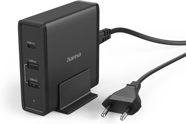 Hama USB-Ladestation 65W mit 3 Ports (3 x USB-A, 1 x USB-C) in Schwarz - Bild 1