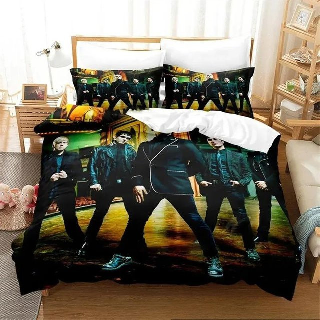 My Chemical Romance Bettwäsche-Set aus Mikrofaser mit 3D-Druck, Schwarz, 2-teilig, Breite: 133 cm, Länge: 70 cm - Bild 1
