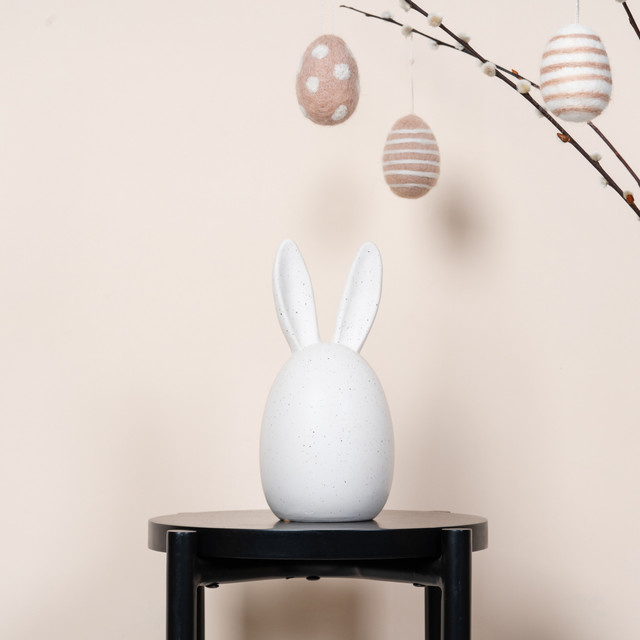 Keramik Hase Stehohr von BLUME2000 in Weiß mit Sprenkeln - Bild 1