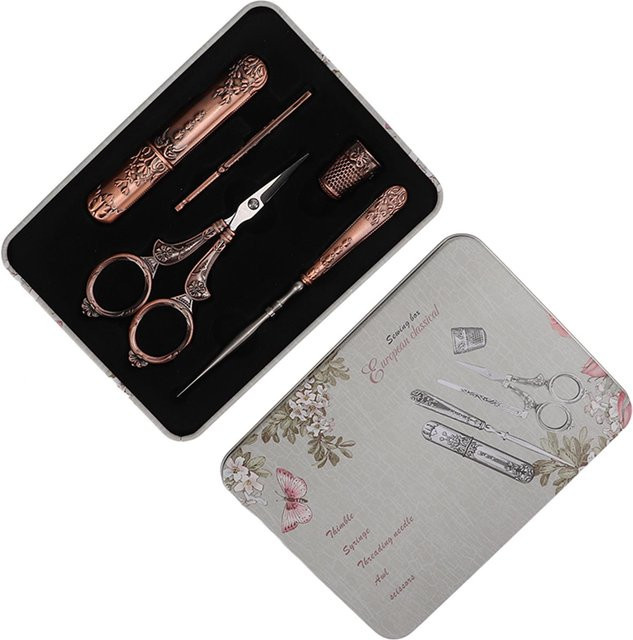 Igeteck Stickscheren-Set aus Edelstahl in Rot und Grau im antiken europäischen Retro-Stil zum Sticken und Nähen - Bild 1