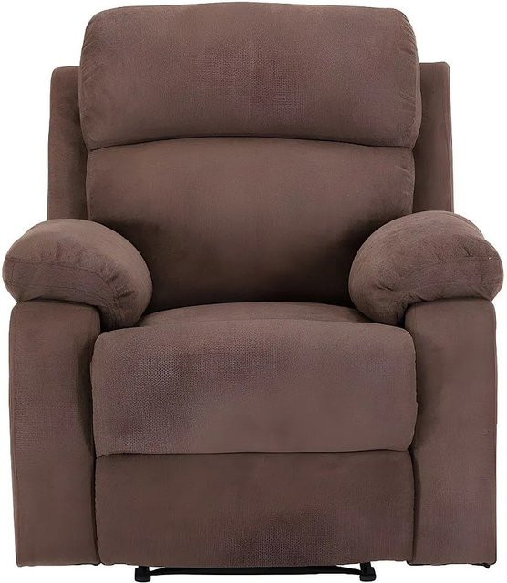 Vente-unique Relaxsessel Tolzano in Braun mit Stoffbezug und Armlehnen, Breite: 91 cm - Bild 1