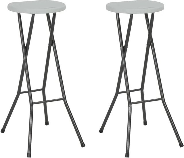 Set aus 2 klappbaren Barhockern von vidaXL aus HDPE und Stahl in Weiß - Bild 1