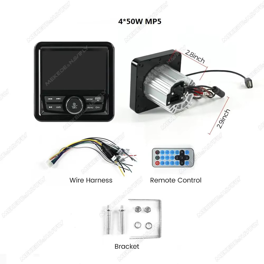 STRONGNAVI Marine Stereo Media Player mit 4,1 Zoll Display, Wasserdicht, FM/AM Radio, Bluetooth 2.0, Schwarz - Bild 5