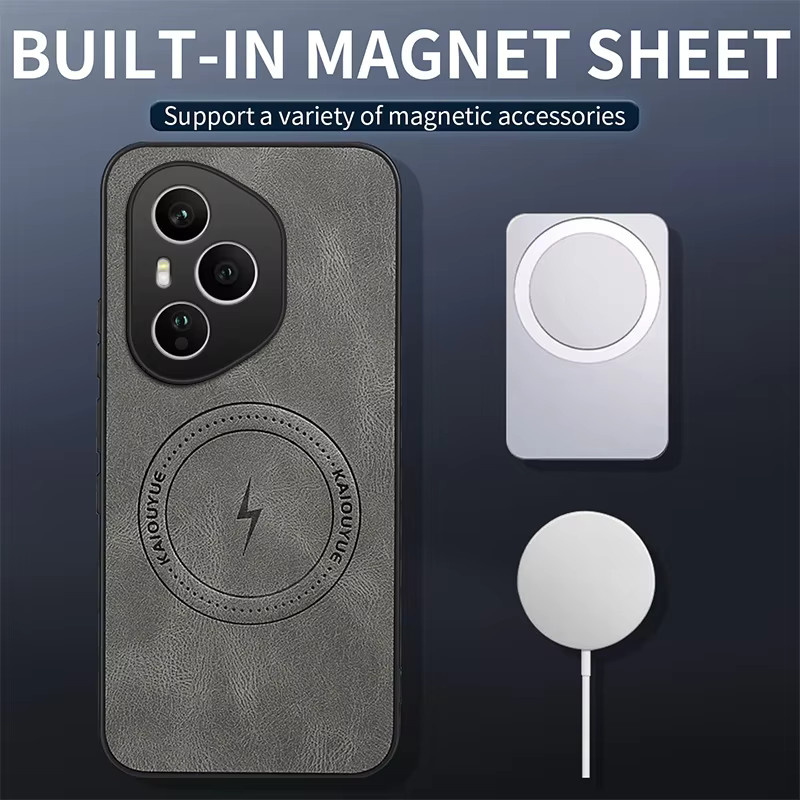 MagSafe Business Rückseitenhülle aus Schafsleder für Honor 400, Honor 400 Lite und Honor 200 Pro 5G in Blau - Bild 1