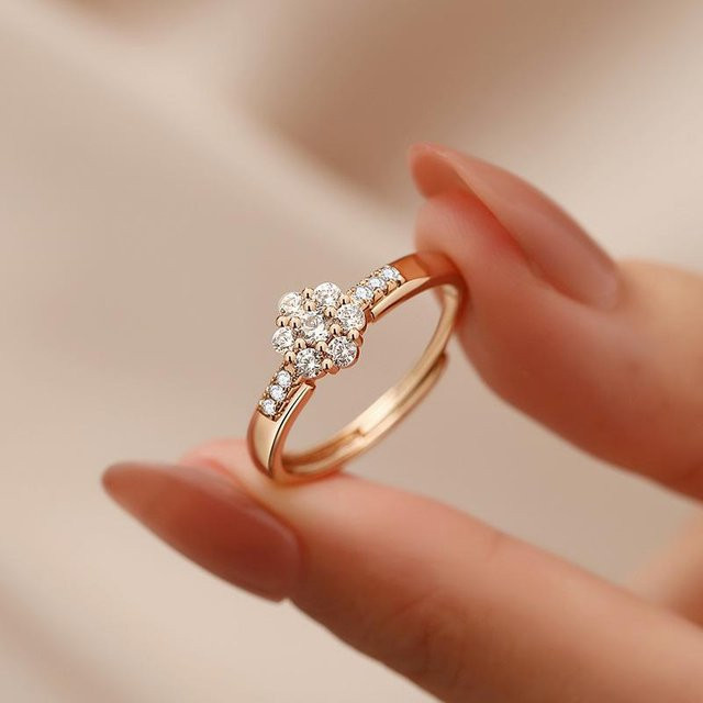 Lucky Star Jewelry Blumenring, Zirkon, Damen, offener Ring - Bild 1