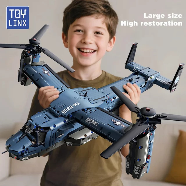 TOYLINX Militär V-22 Osprey Tiltrotor Bausteine Set, Flugzeug Modell - Bild 1