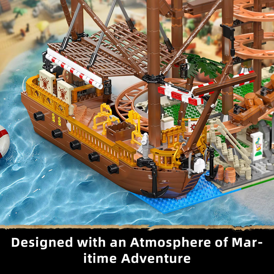 Mould King MOC Double Helix Achterbahn mit Piratenschiff, Baustein, ab 14 Jahren - Bild 3