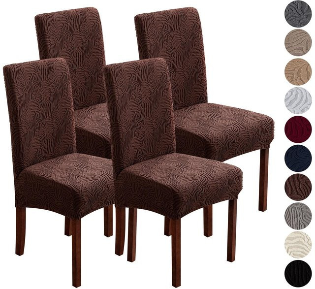 Genina Stuhlbezug Universalgröße aus Stretch-Material, 2er-Set, Braun - Bild 1