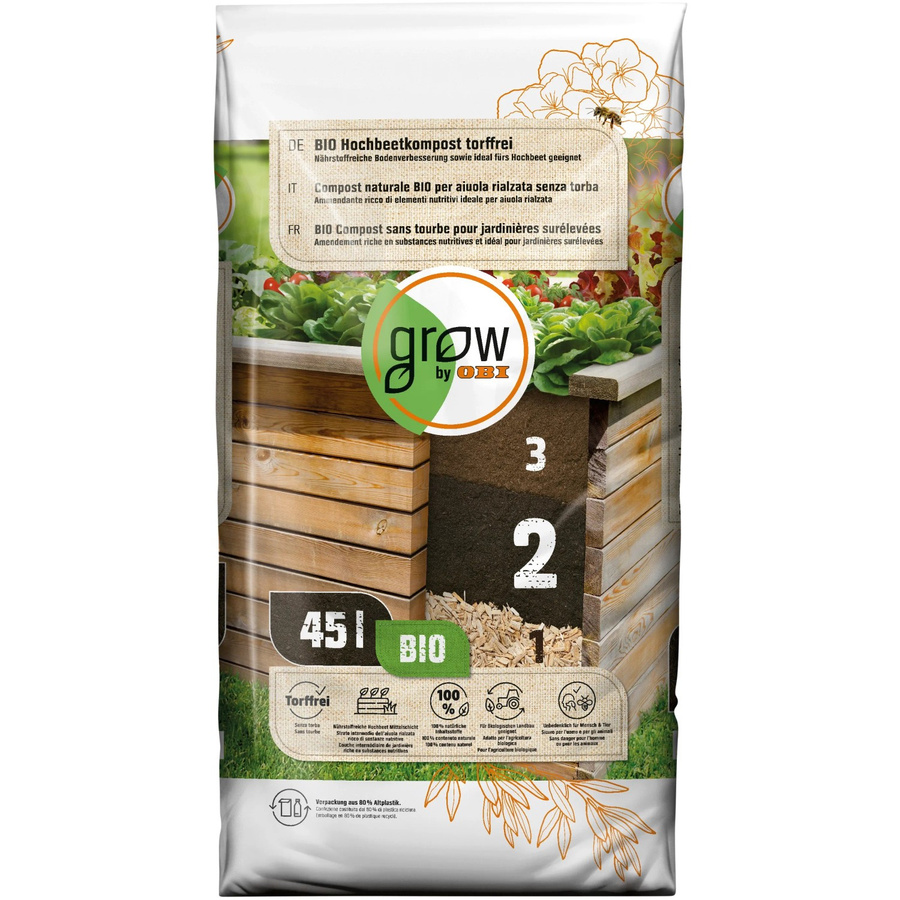 GROW by OBI BIO Hochbeetkompost torffrei, 45 l - Bild 2