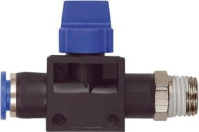 Riegler 3/2-Wegeventil Blaue Serie mit Steckanschluss, R 3/8 a. und S-Ø 6mm in Blau - Bild 1