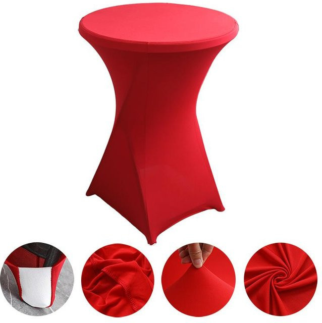 ChicFashion 5er Set elastische Stretch Tischdecke für Cocktailtische in Rot, B/D/H: 80 x 110 cm - Bild 1