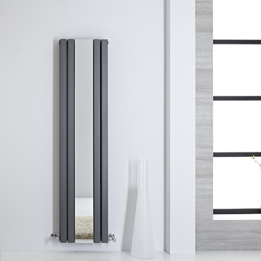 Hudson Reed Sloane Design Heizkörper mit Spiegel in Anthrazit, H x B: 160 x 38,5 cm, 956W - Bild 1
