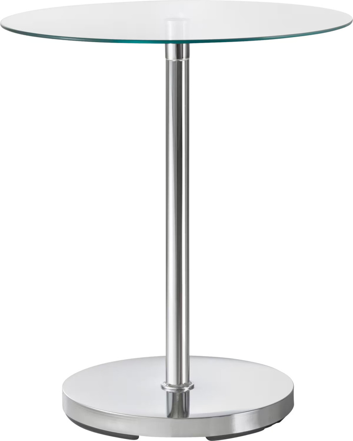 Beistelltisch aus Sicherheitsglas und Metall in Transparent und Silver, B/T/H: 52 x 45 x 45 cm - Bild 2