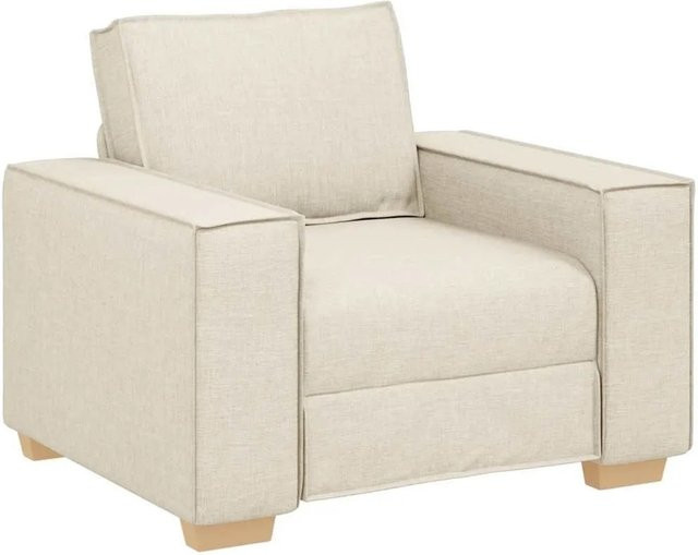 vidaXL Sessel Lounge Chair aus Leinen in Beige mit Armlehnen B/T/H: 100 x 78 x 84 cm - Bild 1