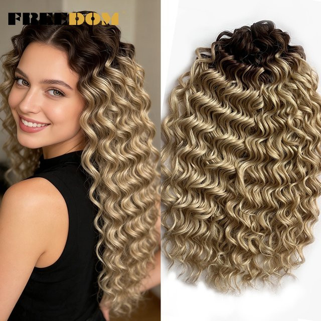 FREEDOM Deep Wave Braids Twist Crochet Hair, 20 Zoll, 300g, Ombre Braun Ingwer - Bild 1