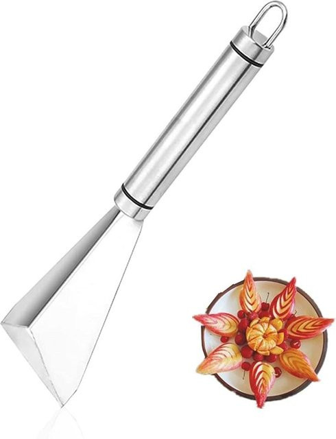 TOMTOP JMS Edelstahl Obstschnitzmesser in Silber zur Dekoration von Obstplatten mit dreieckiger Form - Bild 1