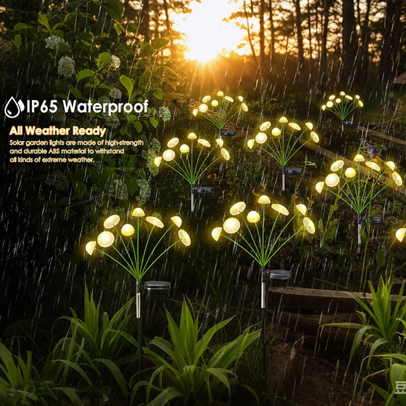YWZT BEIMT Solar Quallen Schwinglichter mit 10 LEDs, Wasserdichte Garten-Solarleuchte in Weiß für Terrasse und Rasen, Warmweiß - Bild 2