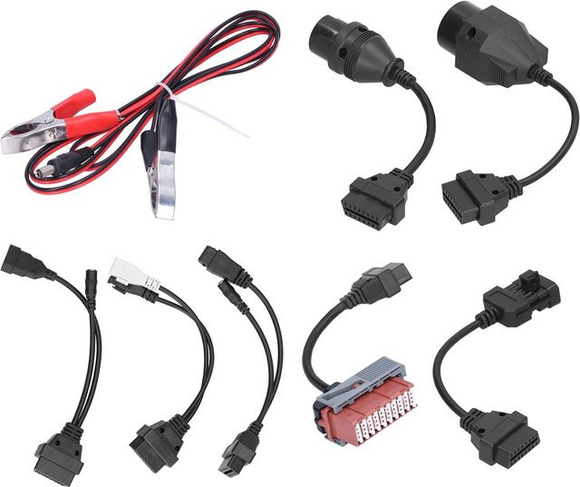 KaiSai 8er Set OBD Diagnoselinie und Stromkabel-Kit Diagnoseadapter Konverter, Schwarz - Bild 1