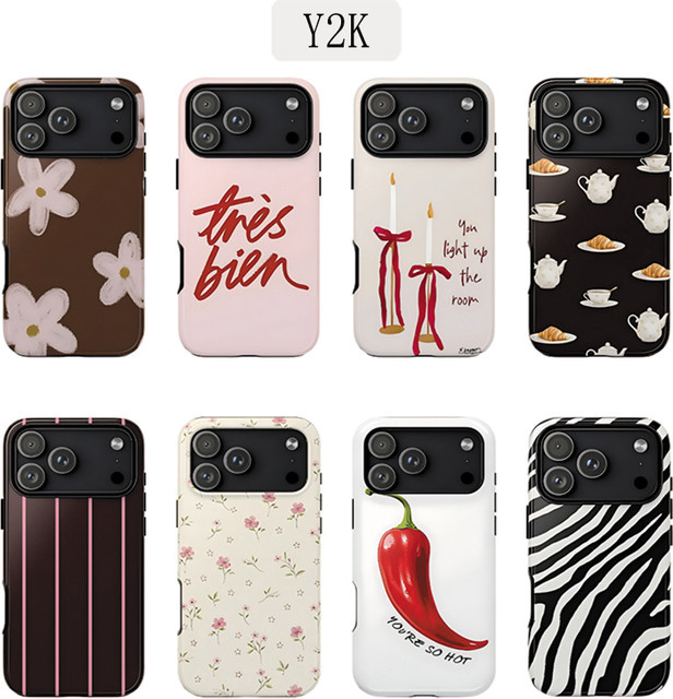 Luxuriöse Y2K Handyhülle mit schwarzen Streifen für iPhone 11 bis iPhone 17 Pro Max Plus, doppellagig, Farbe: Schwarz - Bild 1