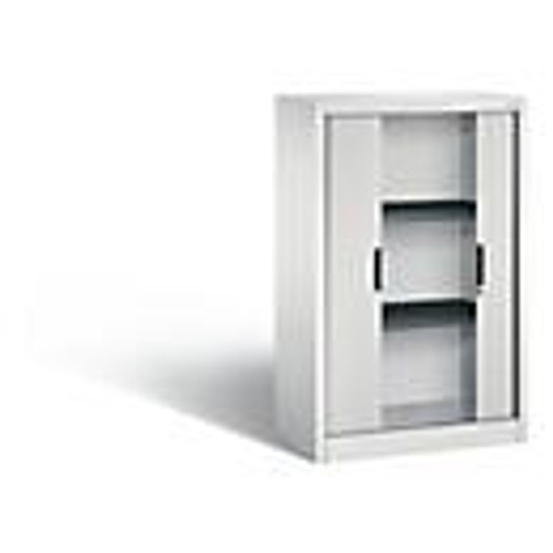 C + P Omnispace Rollladenschrank aus Stahl und Kunststoff, Lichtgrau, abschließbar, mit höhenverstellbaren Regalböden, H: 123,0 cm, B: 80,0 cm, T: 42,0 cm - Bild 2