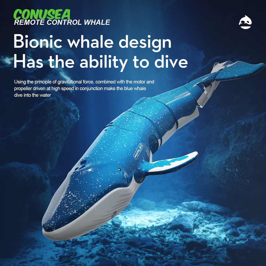 CONUSEA Unterwasser RC U-Boot, Fernbedienung, Meerestiere, Blau - Bild 2