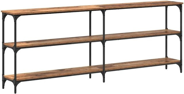 vidaXL Konsolentisch im industriellen Design aus Altholz und Metall, Farbe: Braun, B/T/H: 200 x 29 x 75 cm - Bild 1