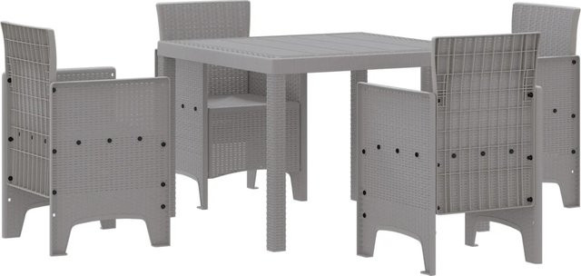 vidaXL 5-tlg Garten-Essgruppe aus Poly Rattan in Hellgrau - Bild 1