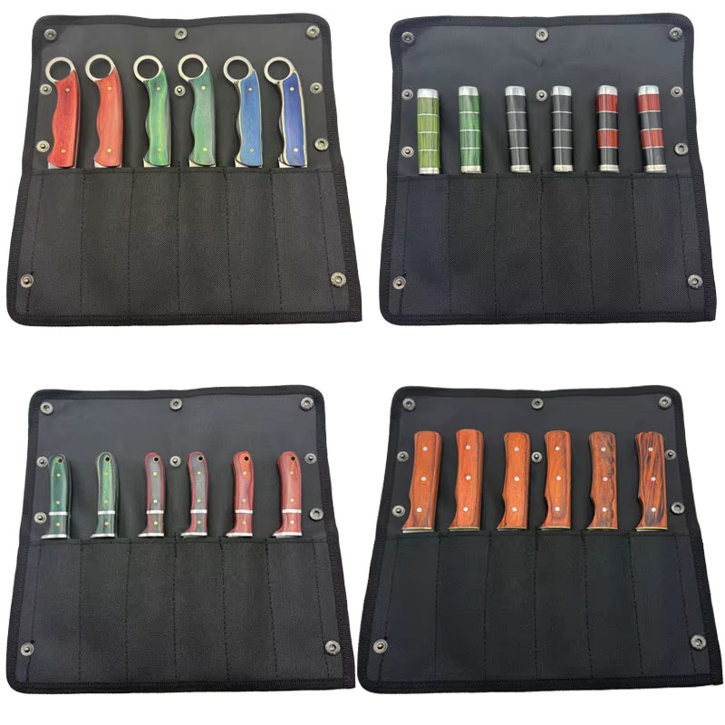 6-teiliges tragbares Grillmesserset aus Edelstahl mit Schälmesser und Fleischspalter in Multicolor - Bild 2