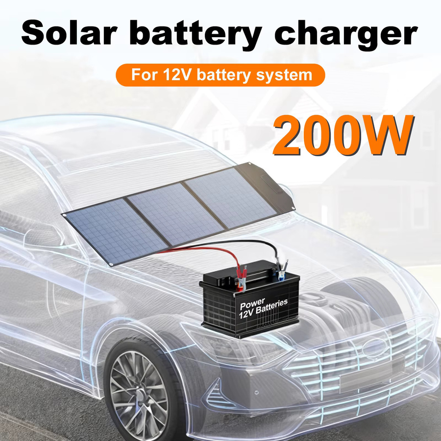 Leaorld 200W Solarpanel-Ladegerät 18V DC mit Ständern und Clips in Schwarz für 12V Batterien, Powerstations und Wohnmobile - Bild 2