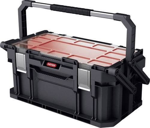 Keter Connect Cantilever Werkzeugkasten mit Einsätzen Schwarz und Transparent, B/T/H: 56,5 x 31,7 x 25,1 cm