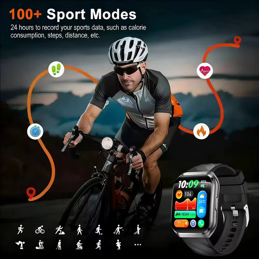 BOALZETD Smarte Herren-Smartwatch in Silber mit Bluetooth-Anruffunktion, Herzfrequenzmessung und IP68 Wasserdichtigkeit - Bild 2