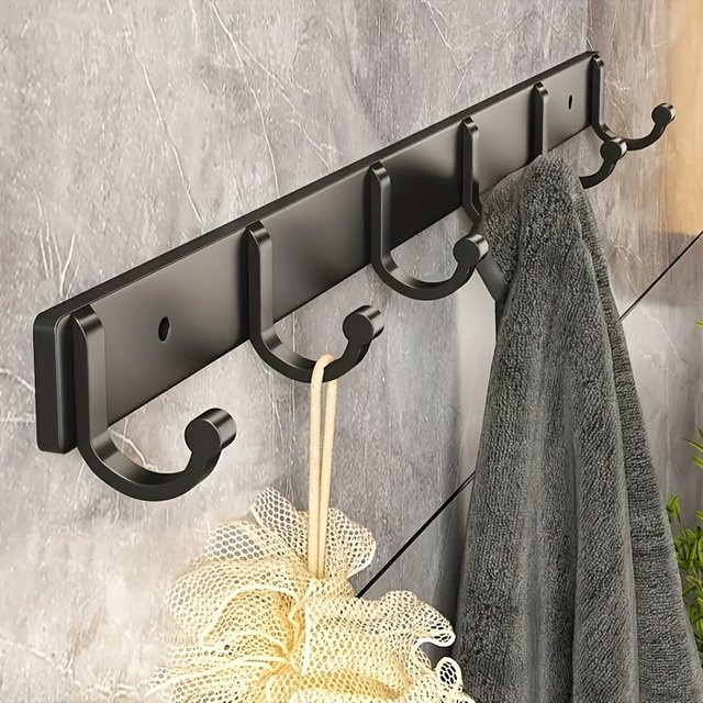 Space Aluminium Wandhaken in Schwarz für Badezimmer und Wohnzimmer zur platzsparenden Aufbewahrung - Bild 1