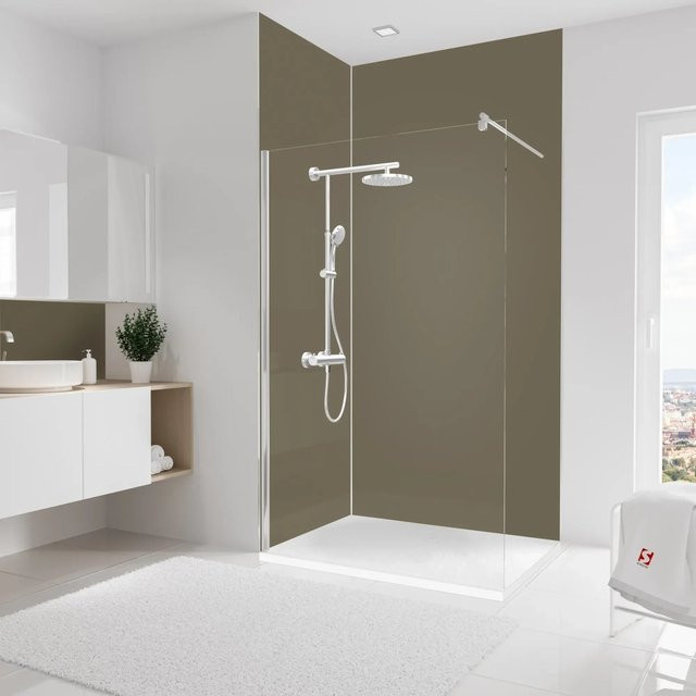 Schulte Duschrückwand-Set DecoDesign Ecke Asymmetrisch in Taupe/Beige, Breite: 255 cm, Tiefe: 120 cm - Bild 1
