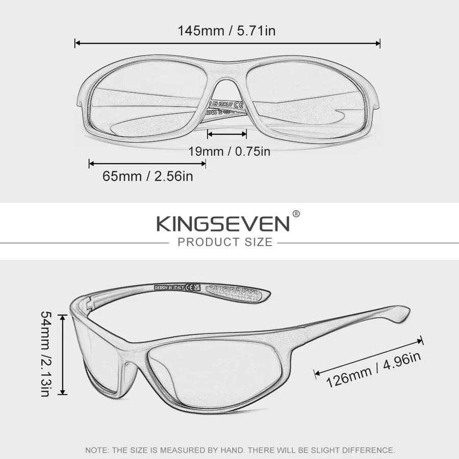 KINGSEVEN Sportsonnenbrille, Vollrand, Kunststoff, Schwarz, Unisex - Bild 3