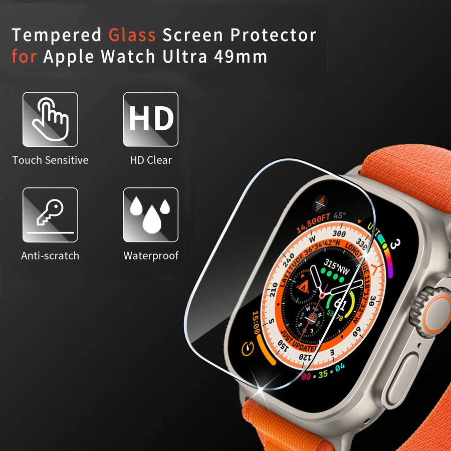 CAOWTAN Displayschutzfolie für Apple Watch Ultra 49 mm, Glas, 5 Stück - Bild 4