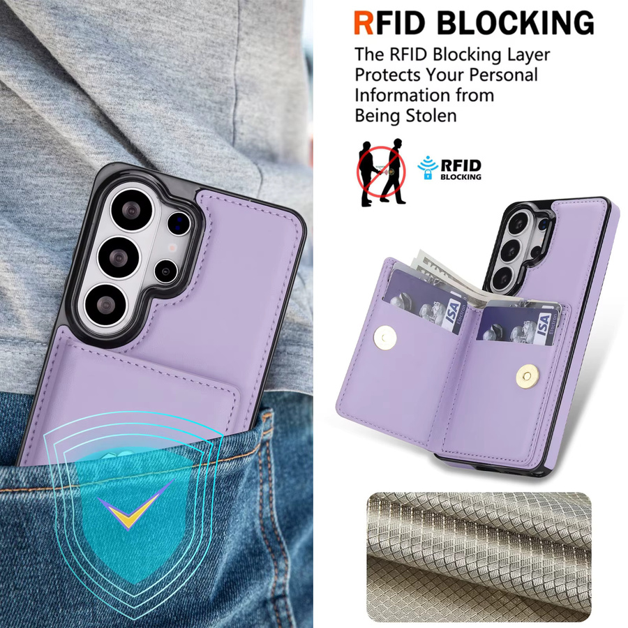 Leder-Brieftaschenhülle mit Kartenhalter und Ringständer für Samsung Galaxy S23 S24 S25 S26 Ultra Plus A56 A36 A26 A16 A55 A35 A15 von szHAIyu in Weiß und Lila - Bild 5