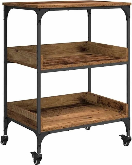 vidaXL Küchentrolley im industriellen Design aus Altholz und Stahl, Farbe Braun, B/T/H: 60 x 41 x 80,5 cm - Bild 1